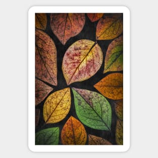 Autumn Leaf Collage with Black Background Sticker